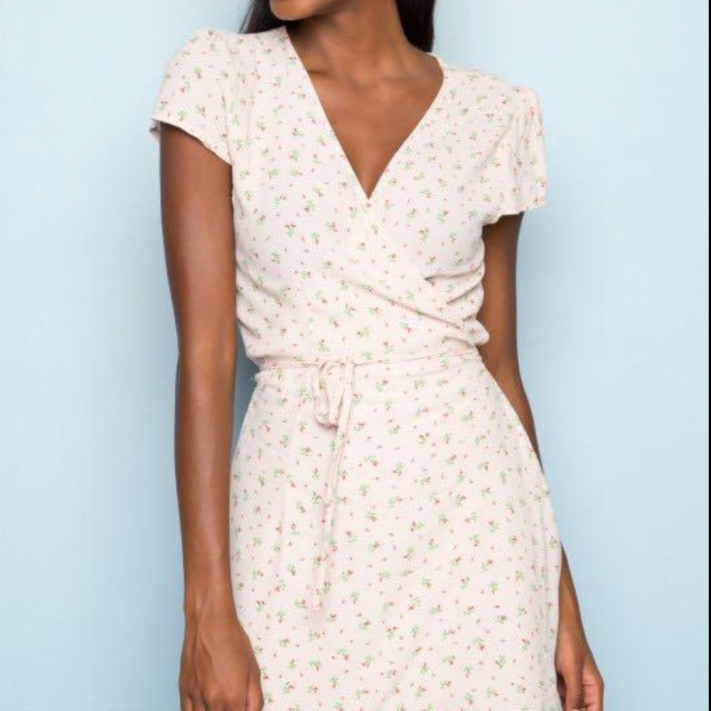 Brandy Melville Cream Floral Midi Dress